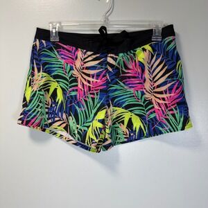 O'Rageous Tropical Palm Print Board Shorts Womens Large Neon Floral Swim Trunks